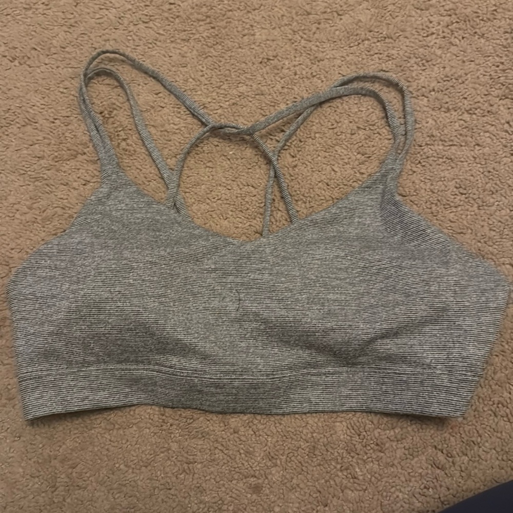 a gray old navy sports bra, size large. it is light support